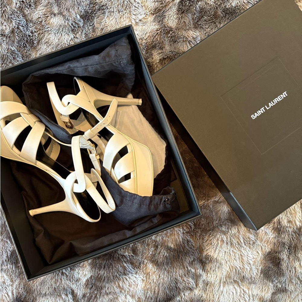 Saint Laurent Ivory Tribute Heels - Picture 3 of 6